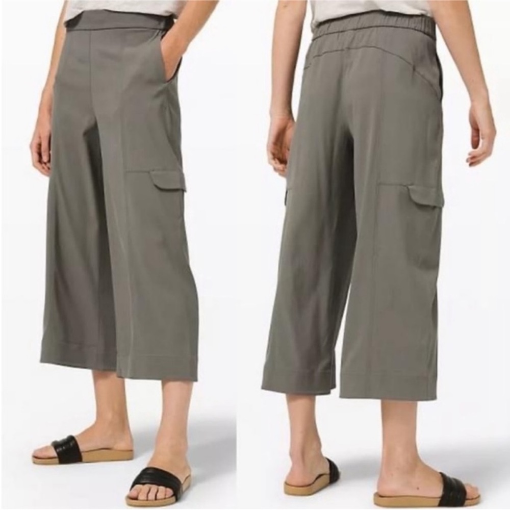 Metropolis Maven High Rise Crop Wide Leg Cargo 21” in Grey Sage size 4